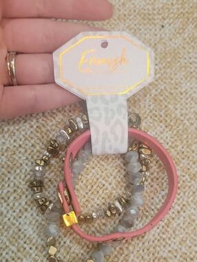 Erimish Pink and Gold Stackable Women's Bracelet Set